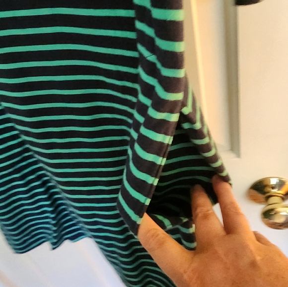 - Garnet Hill Knit Cotton Midi Dress Size 4 Team Nautical Navy Stripe Bea… - Picture 3 of 9